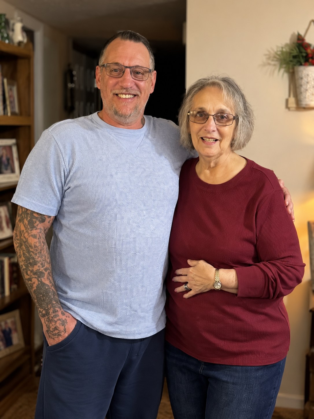 James with his mother, sharing a smile together