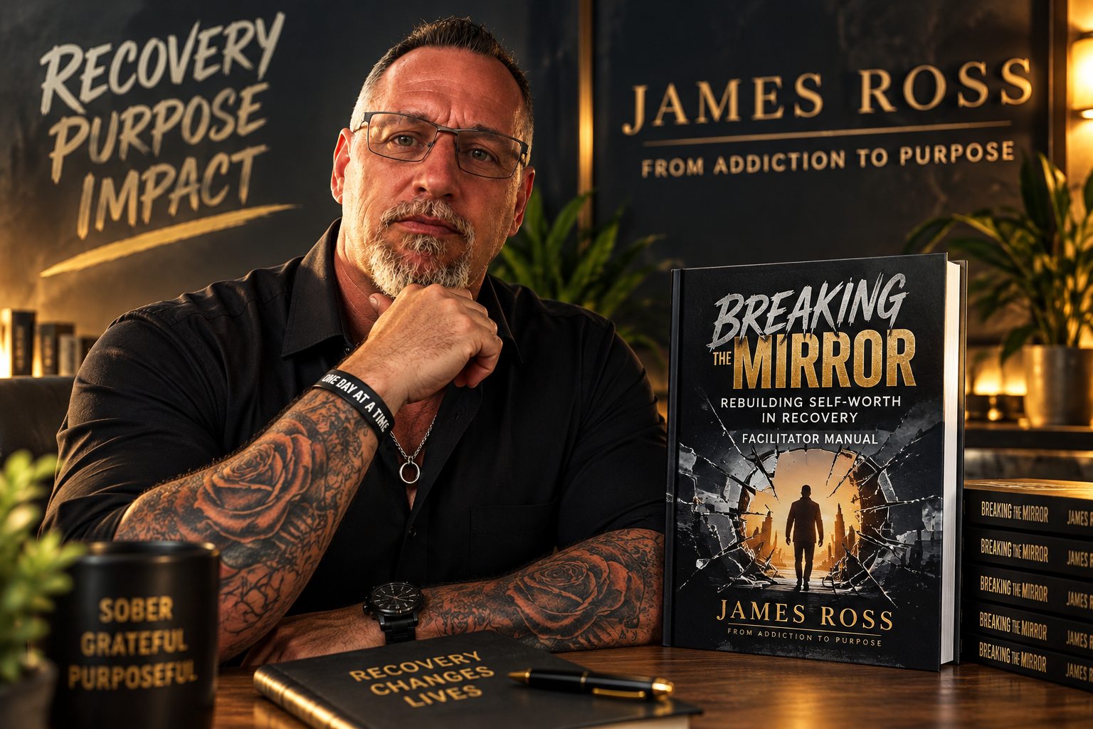 James Ross with Breaking the Mirror recovery materials
